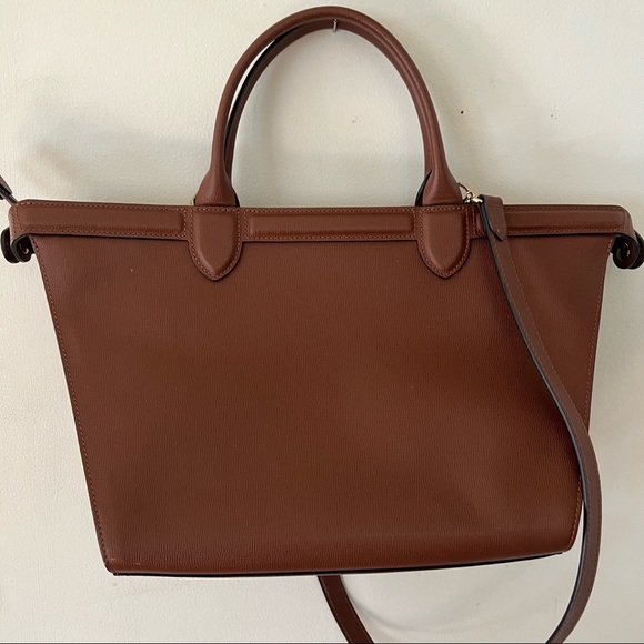 Longchamp Le Pliage Heritage Brown Leather Satchel Tote - Picture 4 of 10